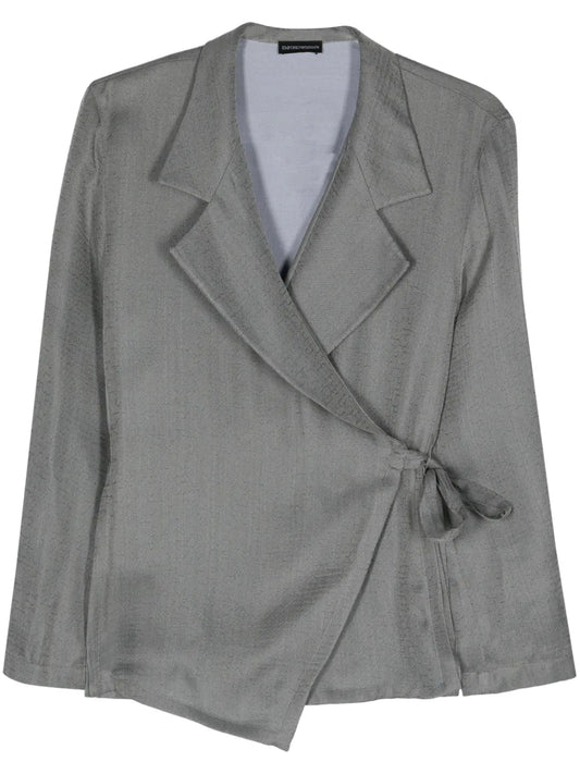 Patterned-Jacquard Wrap Blazer