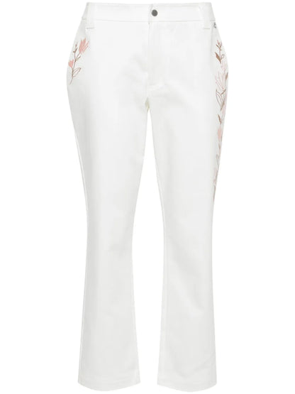 Floral-Embroidery Trousers