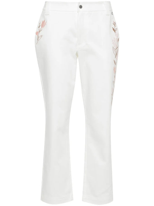 Floral-Embroidery Trousers