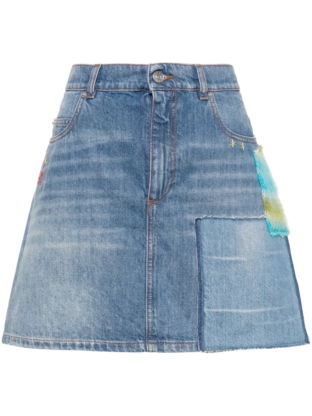 Appliqué-Detail Denim Miniskirt