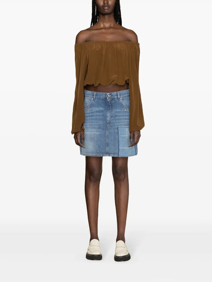 Appliqué-Detail Denim Miniskirt