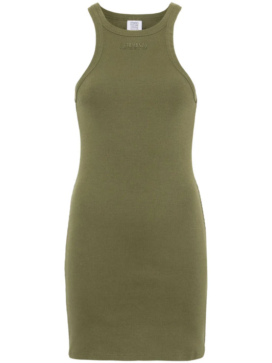 Logo-Embroidered Ribbed Mini Dress