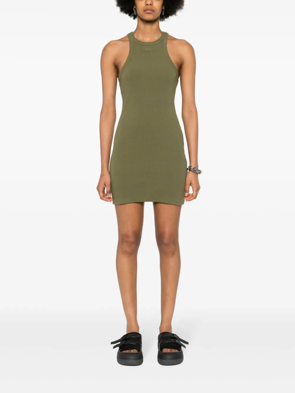 Logo-Embroidered Ribbed Mini Dress