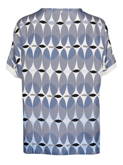 Geometric-Print Silk T-Shirt