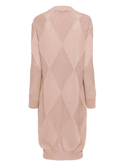 Argyle Fine-Knit Cardigan