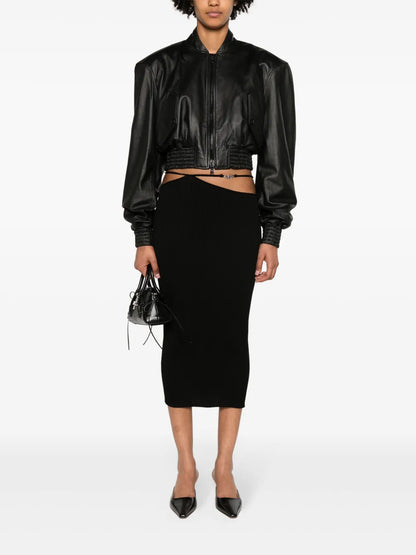 Strap-Detail Pencil Midi Skirt