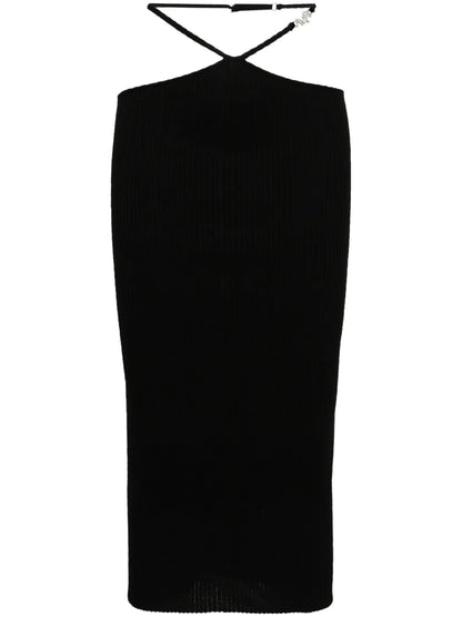 Strap-Detail Pencil Midi Skirt