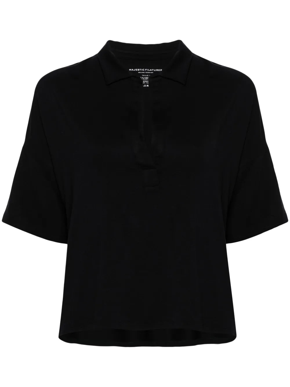 Split-Neck Jersey Polo Top