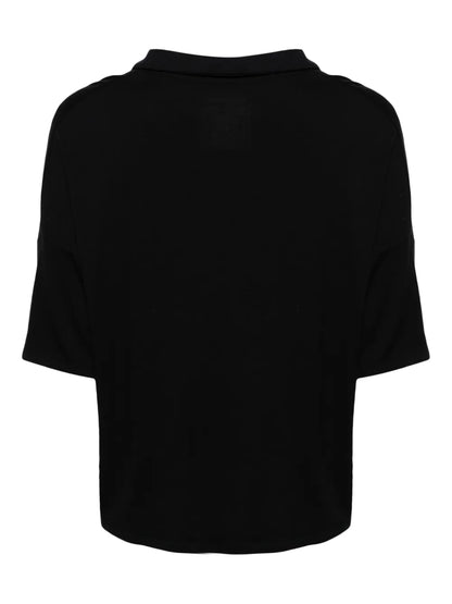 Split-Neck Jersey Polo Top