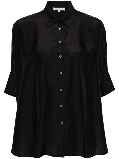 Classic-Collar Silk Shirt