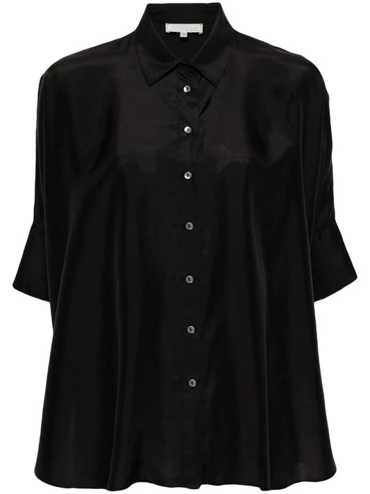 Classic-Collar Silk Shirt