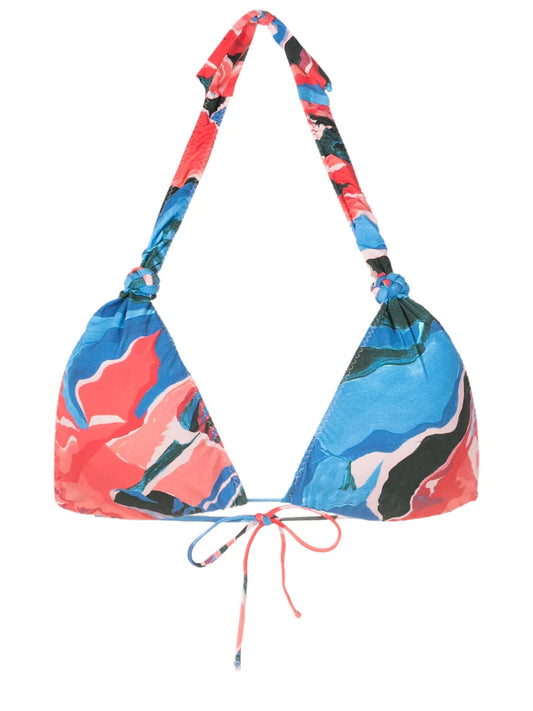 Rings Graphic-Print Bikini Top