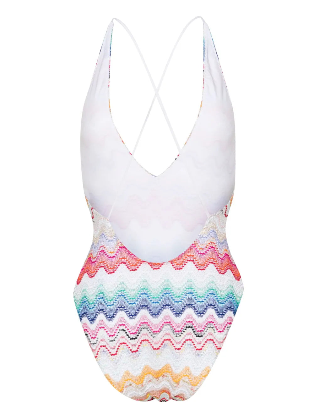 Wave-Pattern V-Neck Swimsuit