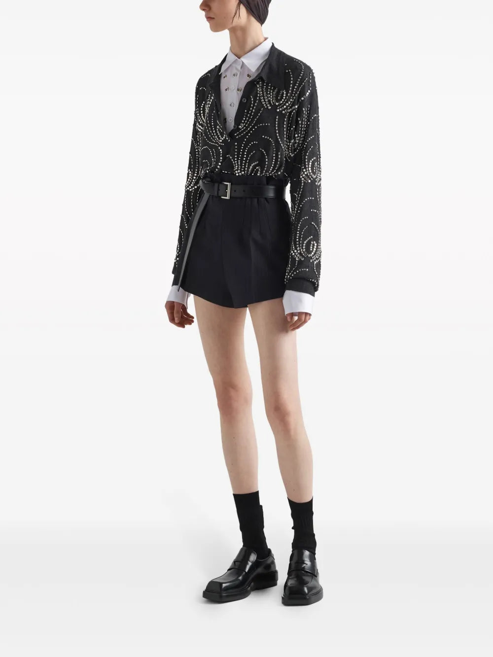 Crystal-Embellished Cashmere Polo Shirt