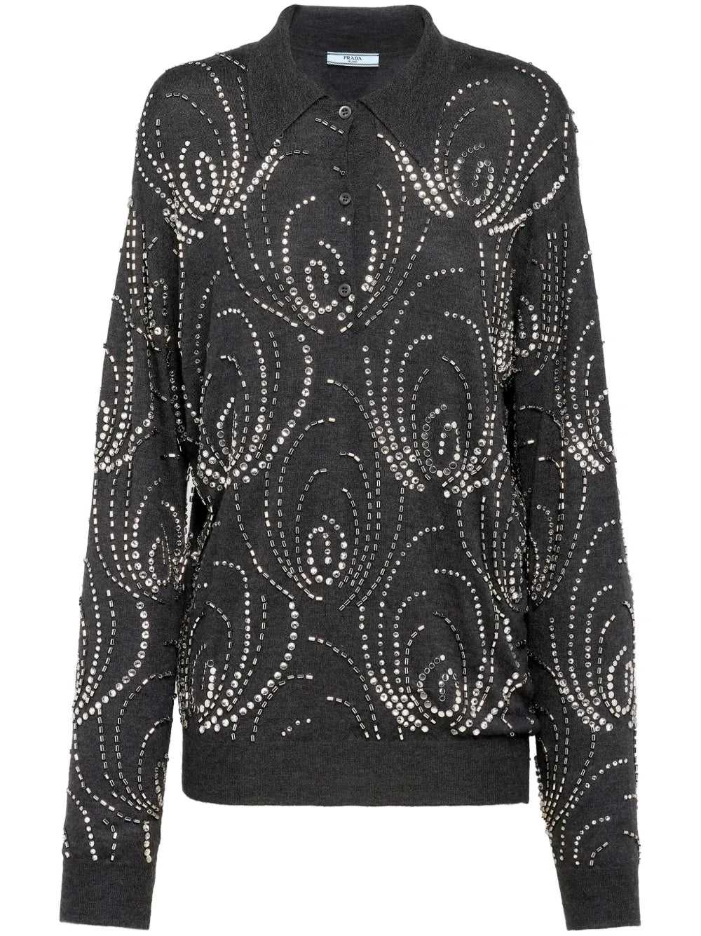 Crystal-Embellished Cashmere Polo Shirt