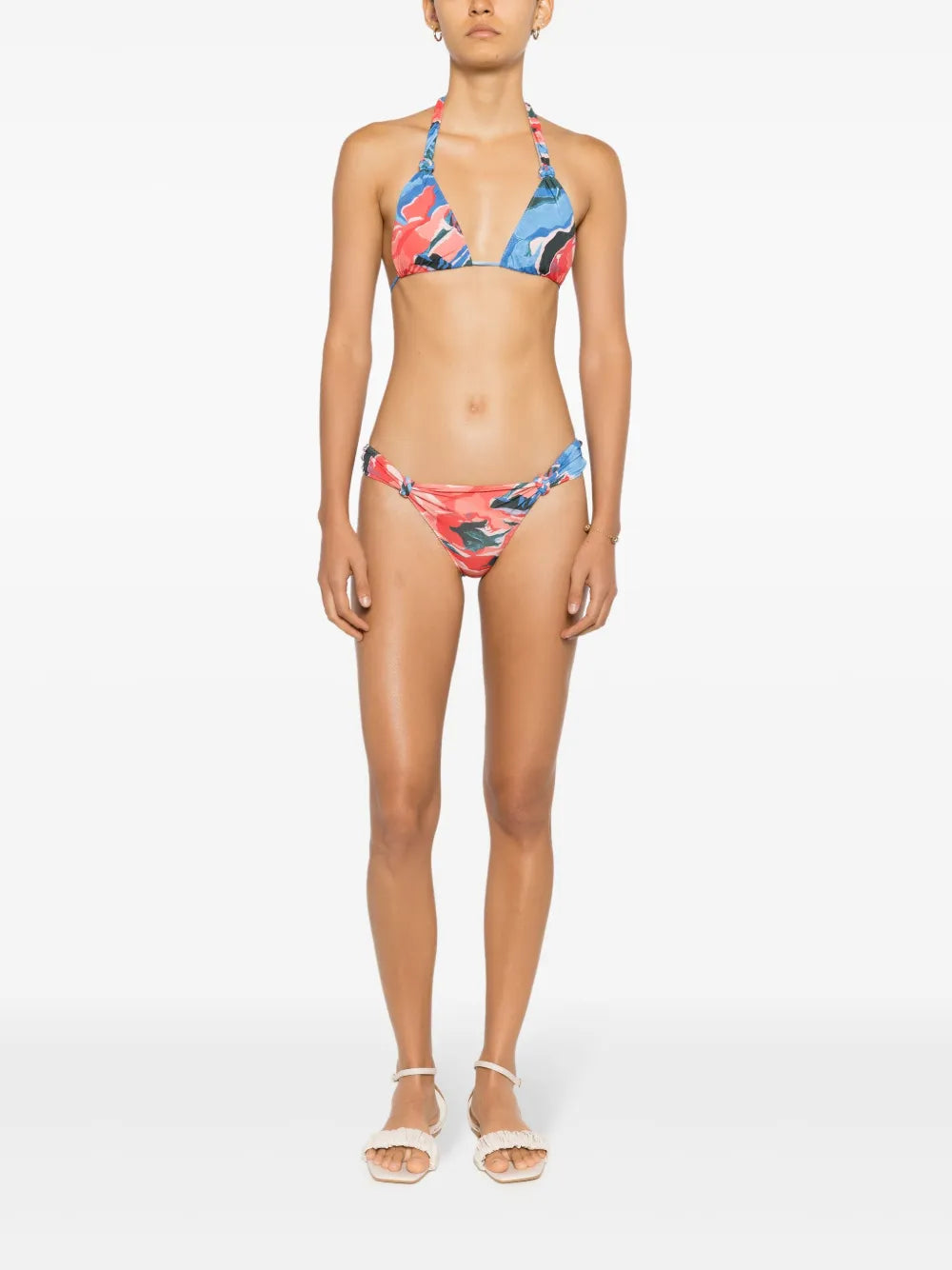 Rings Floral-Print Bikini Bottoms
