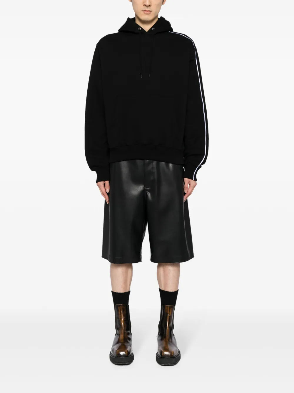 Stripe-Detail Drawstring Hoodie