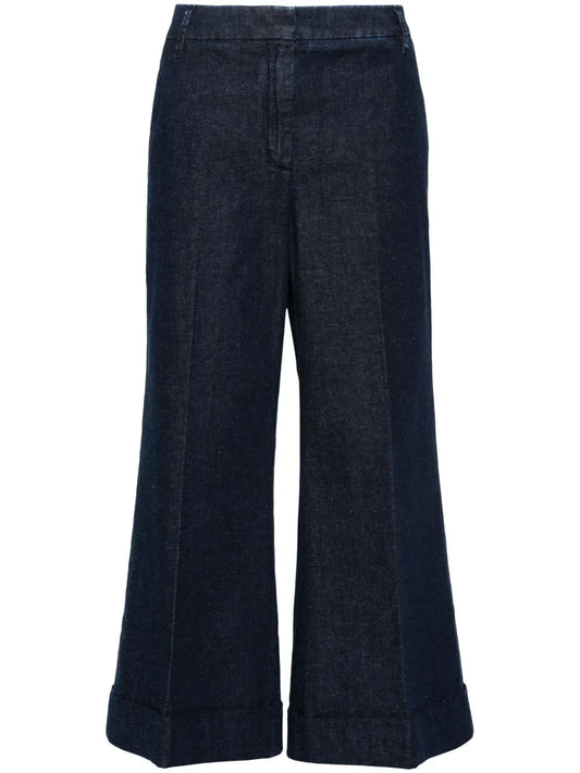 Pressed-Crease Wide Jeans