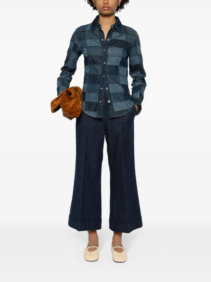 Pressed-Crease Wide Jeans