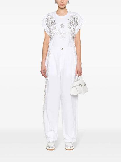 Crystal-Chain Wide-Leg Trousers