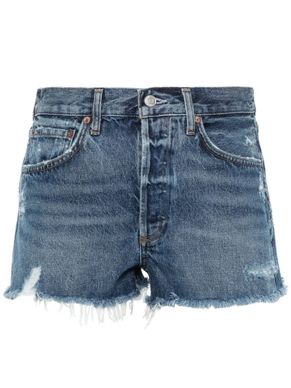 Frayed-Edge Denim Shorts