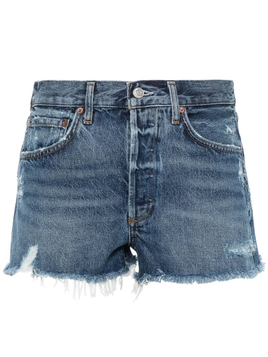 Frayed-Edge Denim Shorts