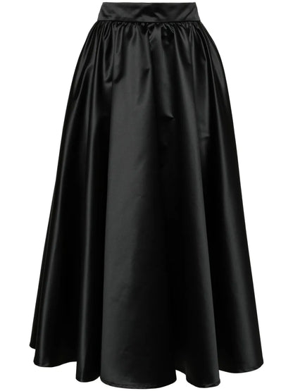 Volume Satin Midi Skirt