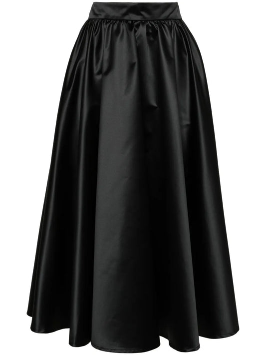 Volume Satin Midi Skirt