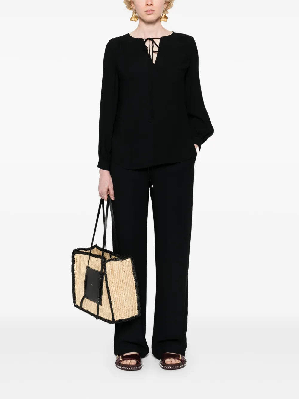 Tied-Neck Georgette Blouse