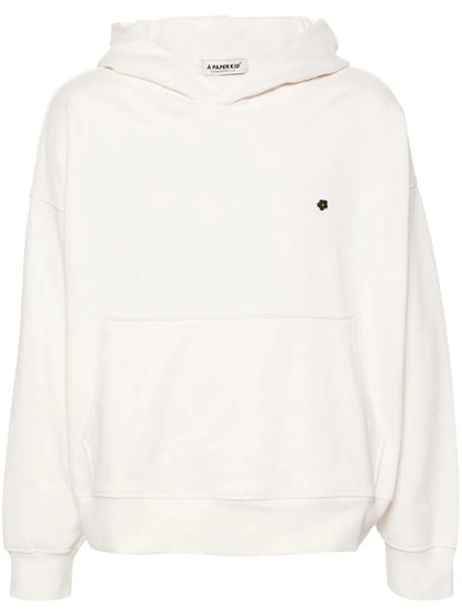 Floral-Button Cotton Hoodie