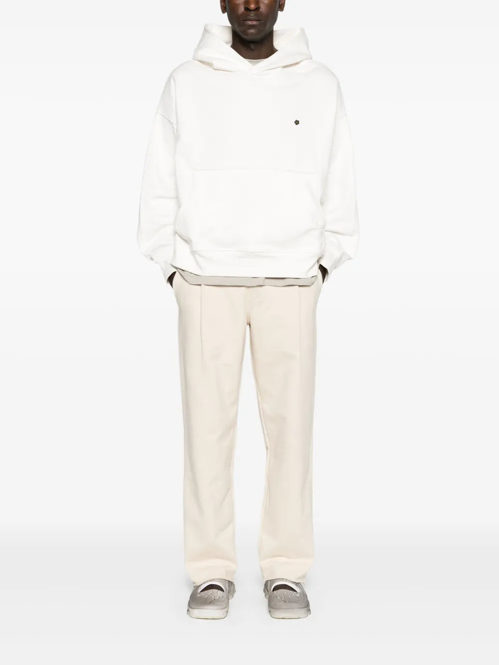 Floral-Button Cotton Hoodie