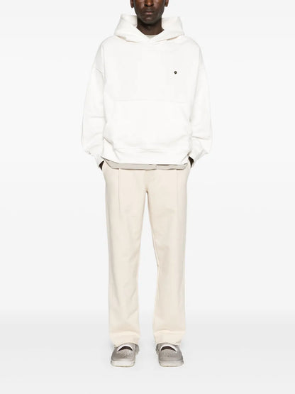Floral-Button Cotton Hoodie