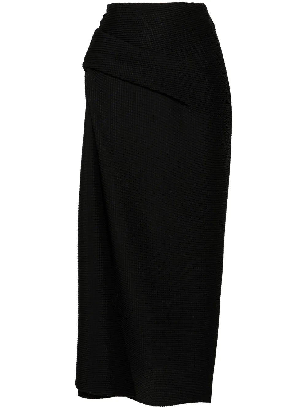 Popcorn-Texture Pencil Midi Skirt