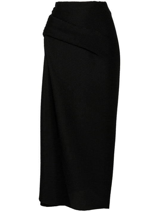Popcorn-Texture Pencil Midi Skirt