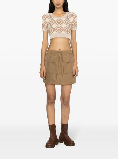 Elasticated-Waist Cargo Mini Skirt