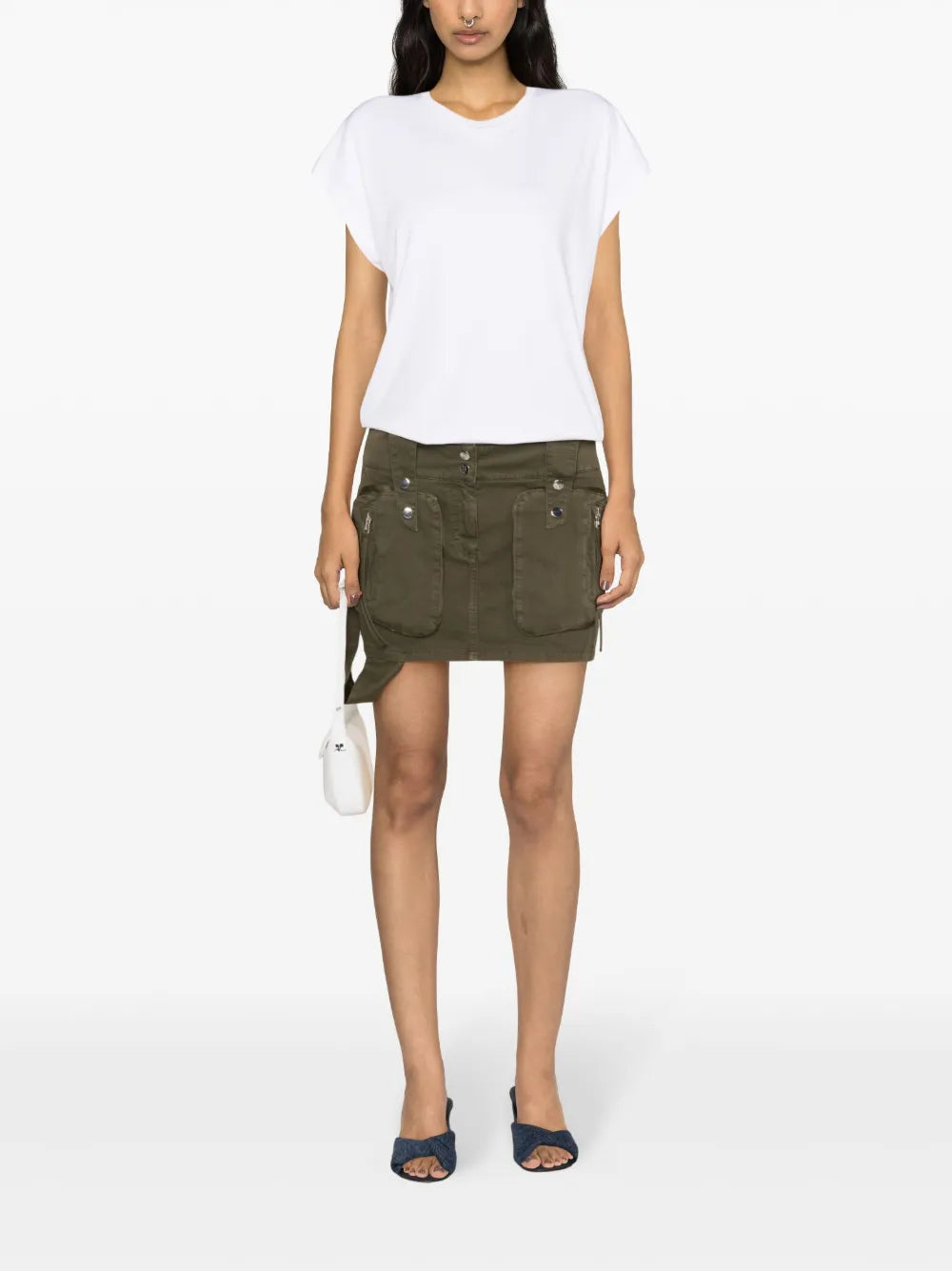 Mid-Rise Twill Miniskirt