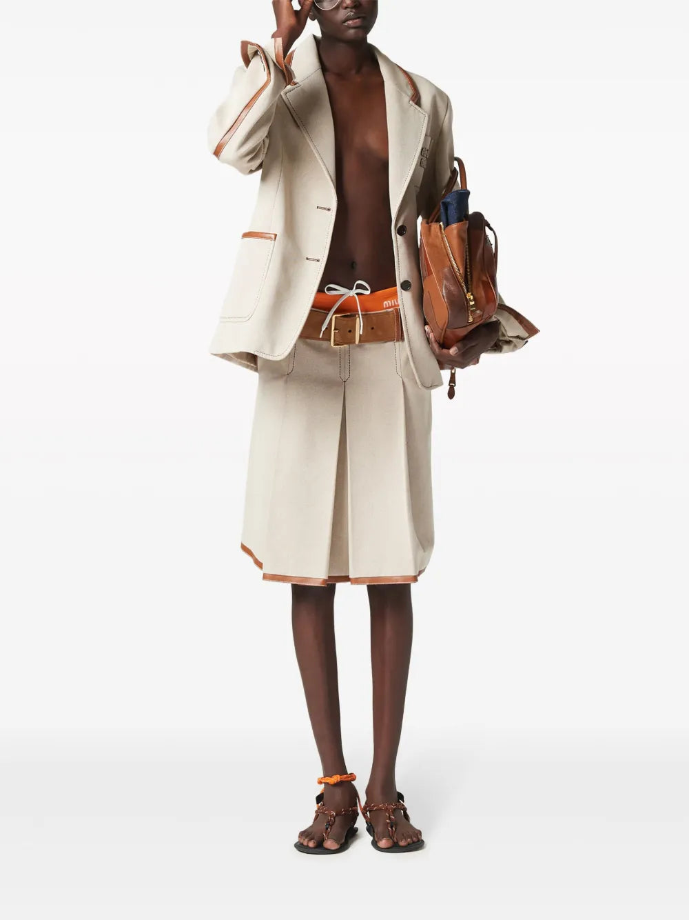 Logo-Embroidered Pleated Skirt