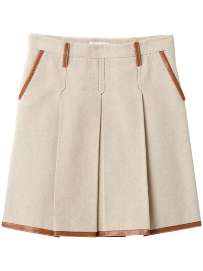 Logo-Embroidered Pleated Skirt