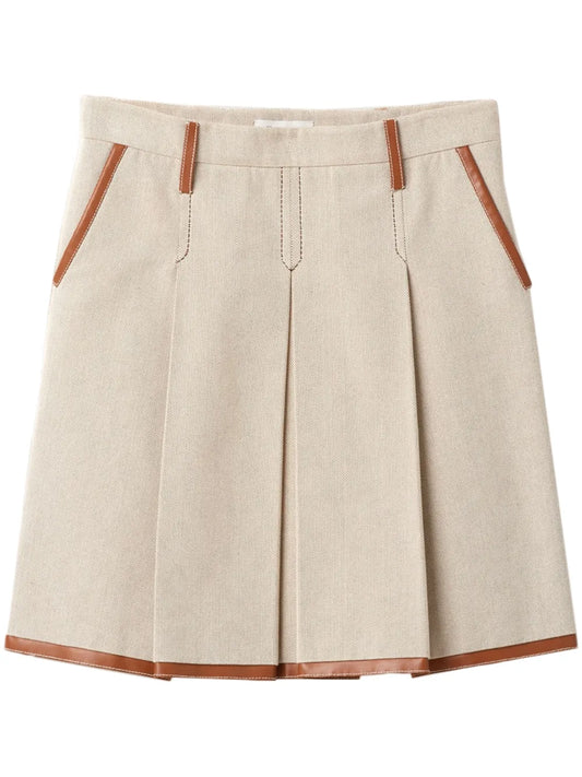 Logo-Embroidered Pleated Skirt
