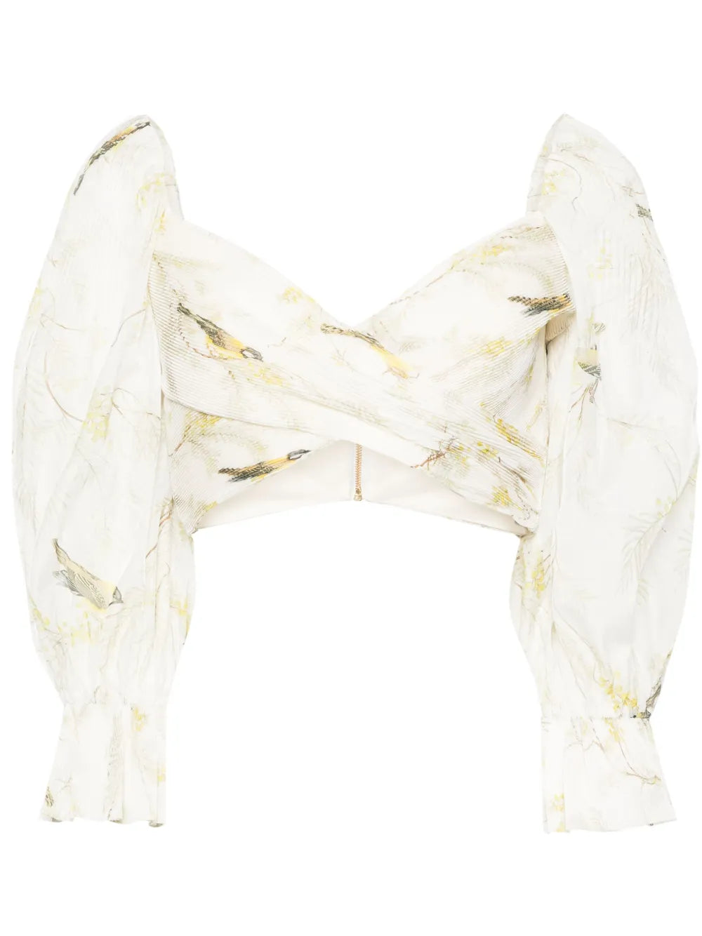 Acacia Birds-Print Cropped Blouse