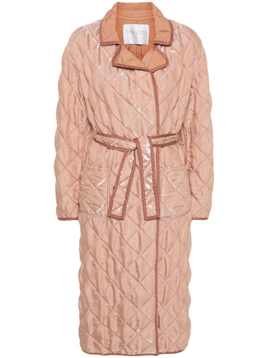 Sheen-Effect Quilted Coat