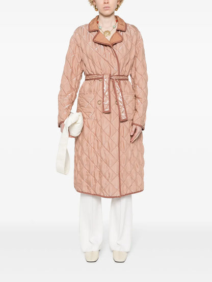 Sheen-Effect Quilted Coat