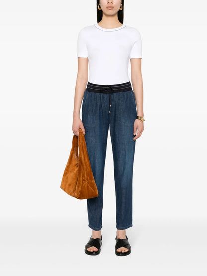 Drawstring Tapered Jeans