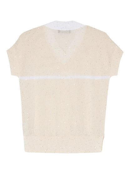 Sequin-Embellished Knitted T-Shirt