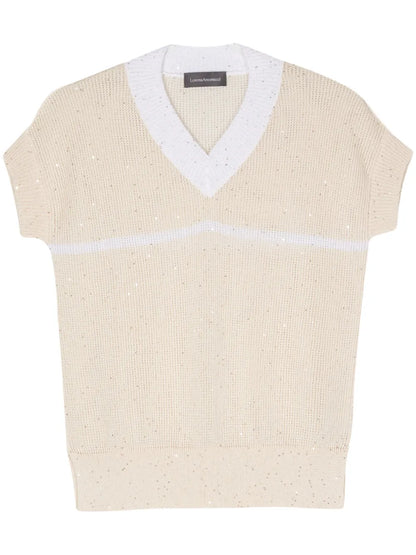 Sequin-Embellished Knitted T-Shirt