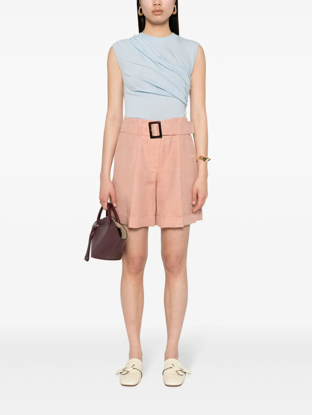 Belted Pleated Shorts
