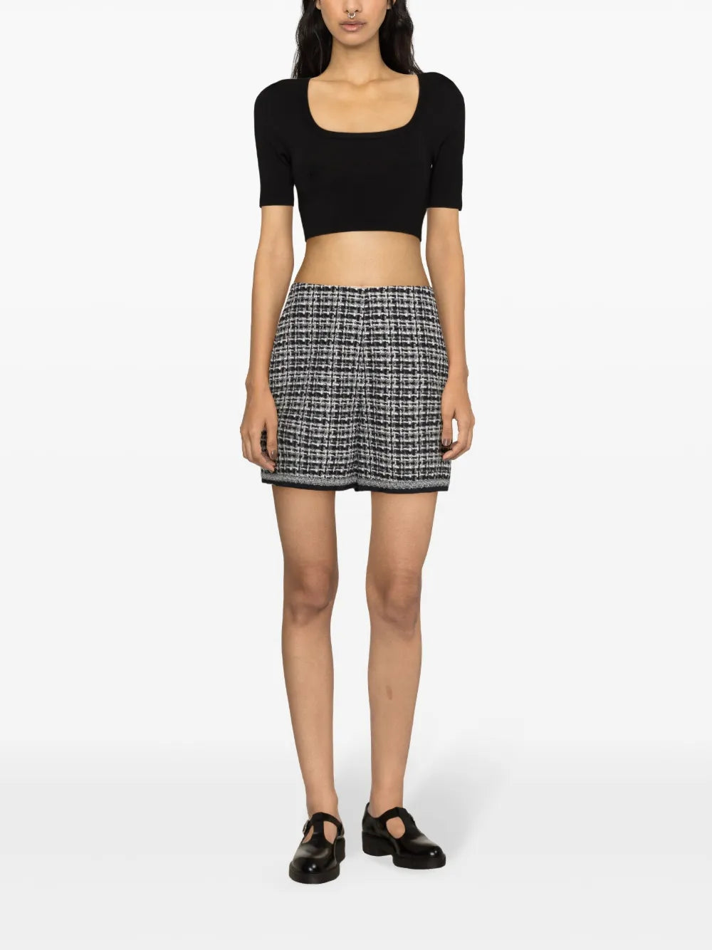 High-Waist Tweed Shorts