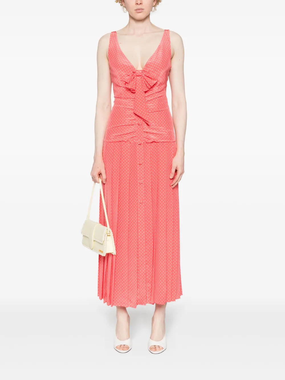 Polka Dot Silk Midi Dress
