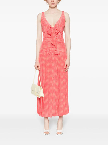 Polka Dot Silk Midi Dress