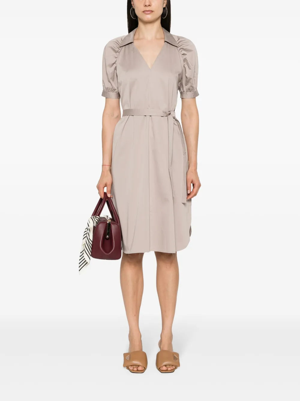 Belted Satin Midi Dress